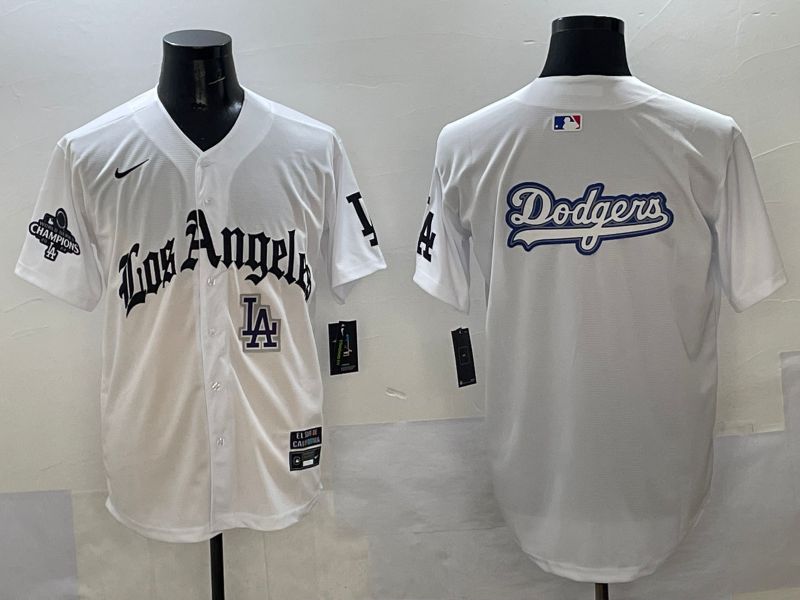 Men Los Angeles Dodgers Blank White Five generations Joint Name 2025 Nike MLB Jersey style 60